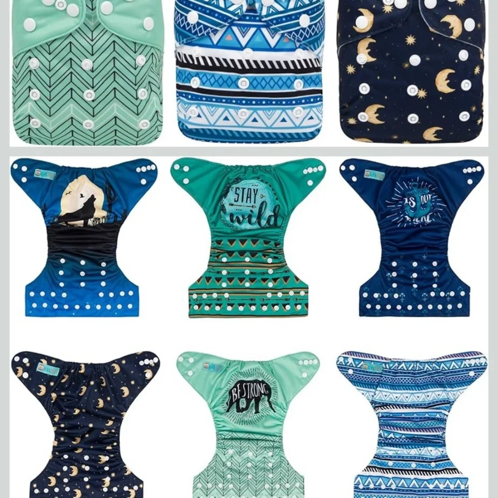 ALVABABY Baby Cloth Diaper 6 Pack w/ 12 Inserts One Size Adjustable Washable - Picture 2 of 9